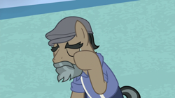 Size: 1920x1080 | Tagged: safe, screencap, doctor caballeron, earth pony, pony, daring doubt, g4, crying, eyes closed, groom q.q. martingale, male, solo, stallion
