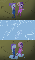 Size: 4500x7594 | Tagged: safe, artist:metalhead97, starlight glimmer, trixie, equestria girls, friendship is magic, g4, angry, barrette, boots, cape, character swap, clothes, clothes swap, comic, commission, confused, dirt, dress, equestria girls interpretation, fall formal outfits, female, hat, high heel boots, looking up, messy hair, night, open mouth, puddle, scene interpretation, sequence, sequential art, shoes, show accurate, starlight glimmer is not amused, trixie is not amused, trixie's cape, trixie's hat, unamused, water, wet, wet boots, wet clothes, wet hair