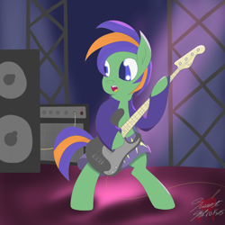Size: 2000x2000 | Tagged: safe, artist:sweetstrokesstudios, oc, oc only, pony, commission, guitar, high res, musical instrument, solo