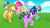 Size: 3840x2160 | Tagged: safe, artist:llamalauncher, applejack, fluttershy, pinkie pie, rainbow dash, rarity, twilight sparkle, earth pony, pony, unicorn, g4, atg 2020, cloud, high res, mane six, newbie artist training grounds, racing, running, tongue out