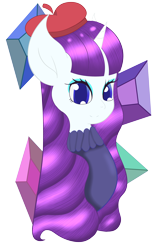 Size: 3300x5100 | Tagged: safe, artist:sweetstrokesstudios, rarity, pony, unicorn, g4, absurd resolution, alternate hairstyle, beatnik rarity, beret, bust, clothes, commission, female, hat, portrait, simple background, solo, sweater, transparent background
