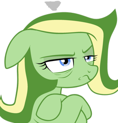 Size: 1280x1338 | Tagged: safe, artist:didgereethebrony, artist:mint-light, oc, oc only, oc:boomerang beauty, pegasus, pony, bags under eyes, base used, crossed arms, grumpy, simple background, solo, trace, transparent background