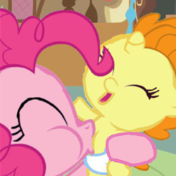 Size: 512x512 | Tagged: safe, artist:princessdestiny200i, edit, edited screencap, screencap, pinkie pie, pumpkin cake, earth pony, pony, g4, adorkable, baby, baby pony, blowing, cute, diapinkes, dork, eyes closed, female, laughing, pinkie being pinkie, pumpkinbetes, raspberry, tickling, tongue out, trace, tummy buzz