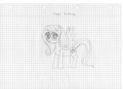 Size: 1170x850 | Tagged: safe, artist:drdesasstrah, fluttershy, pegasus, pony, g4, female, graph paper, solo, traditional art