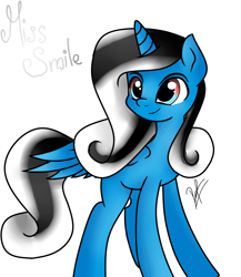 Size: 1024x1180 | Tagged: safe, artist:bouclethe42, oc, oc only, oc:miss smile, alicorn, pony, alicorn oc, horn, solo, wings