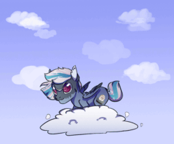 Size: 924x768 | Tagged: safe, artist:bluemachine, oc, oc only, pegasus, pony, animated, cloud, commission, cutie mark, digital art, eyes closed, frame by frame, gif, jumping, male, sky, solo, stallion, tail, wings, ych result