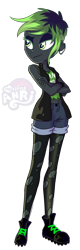 Size: 1088x3384 | Tagged: safe, artist:emperor-anri, oc, oc only, oc:ax shred, equestria girls, g4, boots, clothes, crossed arms, ear piercing, earring, equestria girls-ified, eyebrow piercing, eyeshadow, female, jacket, jewelry, leather jacket, lip piercing, makeup, piercing, shoes, shorts, simple background, sleeveless, solo, stockings, tank top, thigh highs, torn clothes, transparent background, wristband