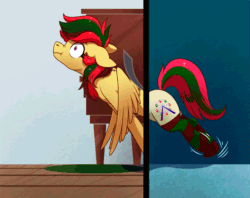 Size: 1135x900 | Tagged: safe, artist:28gooddays, oc, oc only, oc:attraction, pegasus, pony, adorable distress, animated, clothes, cute, ferris wheel, male, socks, solo, stallion, striped socks, stuck, trap, wings