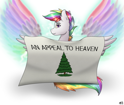 Size: 2600x2200 | Tagged: safe, artist:monsoonvisionz, oc, oc only, pegasus, pony, high res, male, multicolored hair, rainbow hair, rainbow tail, solo, stallion, tree