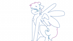 Size: 800x450 | Tagged: safe, artist:shinningblossom12, oc, oc only, pegasus, pony, animated, chest fluff, eyes closed, frame by frame, gif, lineart, pegasus oc, simple background, white background, wings
