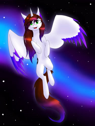 Size: 2121x2828 | Tagged: safe, artist:sinderynaralex, oc, oc only, oc:lia, alicorn, pony, alicorn oc, high res, horn, open mouth, solo, wings