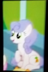 Size: 1281x1932 | Tagged: safe, screencap, azalea, earth pony, pony, g4, the washouts (episode), background pony, cropped, female, mare, offscreen character, op i can't see shit, smiling, solo focus