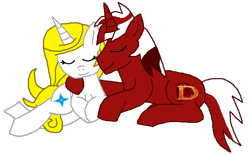 Size: 2500x1550 | Tagged: safe, artist:jezzarat, oc, oc only, oc:daylight, oc:jessica gallopsby, pony, unicorn, horn, oc x oc, shipping, simple background, sleepy, transparent background, unicorn oc