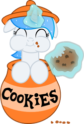 Size: 285x421 | Tagged: safe, artist:turrntechgodhead, oc, oc only, oc:white flare, alicorn, pony, alicorn oc, cookie, cookie jar, floppy ears, food, horn, puffy cheeks, simple background, solo, transparent background, wings
