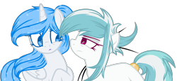 Size: 1509x691 | Tagged: safe, artist:swagness--m8, oc, oc only, oc:tairen, oc:white flare, alicorn, earth pony, pony, alicorn oc, horn, simple background, transparent background, wings