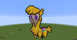 Size: 1366x715 | Tagged: safe, artist:sonicboy112, paprika (tfh), alpaca, them's fightin' herds, community related, cute, female, minecraft, minecraft pixel art, pixel art, smiling, solo
