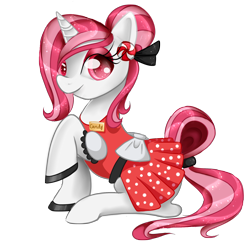 Size: 2000x2000 | Tagged: safe, artist:xbeautifuldreamerx, oc, oc only, oc:candy bit, pony, unicorn, clothes, dress, ear piercing, earring, female, high res, jewelry, mare, piercing, simple background, solo, transparent background