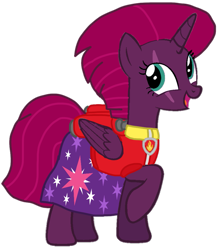 Size: 877x1007 | Tagged: safe, artist:徐詩珮, fizzlepop berrytwist, tempest shadow, alicorn, pony, series:sprglitemplight diary, series:sprglitemplight life jacket days, series:springshadowdrops diary, series:springshadowdrops life jacket days, g4, alicornified, alternate universe, base used, clothes, cute, marshall (paw patrol), paw patrol, race swap, simple background, tempesticorn, transparent background