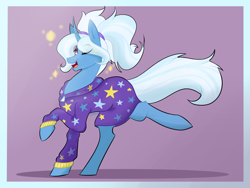 Size: 2000x1500 | Tagged: safe, artist:lunathemoongod, gameloft, trixie, pony, unicorn, g4, alternate hairstyle, babysitter trixie, clothes, female, hoodie, solo