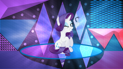 Size: 3840x2160 | Tagged: safe, artist:laszlvfx, artist:negatif22, edit, rarity, pony, g4, female, high res, movie accurate, one eye closed, solo, wallpaper, wallpaper edit, wink