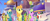 Size: 1920x808 | Tagged: safe, screencap, blueberry fritter, cantaloupe (g4), cornsilk, dawn sunrays, glitter glow, nougat praliné, perfect pie, earth pony, pony, unicorn, g4, my little pony: the movie, apple family member, background pony, balloon, bow, canterlot, clone, confetti, female, friendship festival, group, hair bow, hairclip, marching, mare, not flower wishes, singing, twin bows, unnamed character, unnamed pony, we got this together