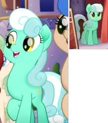 Size: 435x500 | Tagged: safe, screencap, sweet strum, earth pony, pony, g4, my little pony: the movie, background pony, collage, cropped, female, mare, not bon bon, not lyra, raised hoof, solo focus, we got this together