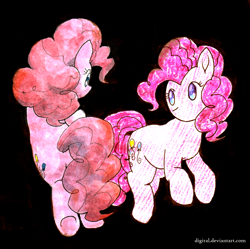 Size: 3021x3014 | Tagged: safe, artist:digiral, pinkie pie, earth pony, pony, g4, duality, female, high res, self ponidox, solo, traditional art