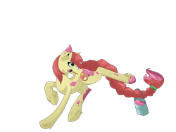 Size: 4000x3000 | Tagged: safe, artist:tomat-in-cup, oc, oc only, earth pony, pony, braided tail, bucket, earth pony oc, looking back, mouth hold, not apple bloom, paint, paintbrush, simple background, solo, transparent background
