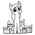 Size: 576x583 | Tagged: safe, artist:dacaoo, oc, oc only, oc:boo, earth pony, pony, fallout equestria, fallout equestria: project horizons, black and white, ears up, fanfic art, grayscale, happy new year, holiday, looking at you, monochrome, present, simple background, smiling at you, solo, white mane