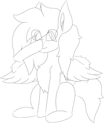 Size: 5426x6409 | Tagged: safe, artist:skylarpalette, oc, oc only, oc:swift, pegasus, pony, big ears, boop, disembodied hoof, ear fluff, fluffy, monochrome, pegasus oc, pegasus wings, scrunchy face, shocked, simple background, sitting, sketch, solo focus, spread wings, transparent background, wings