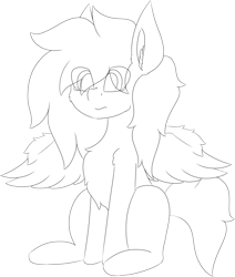 Size: 5426x6409 | Tagged: safe, artist:skylarpalette, oc, oc only, oc:swift, pegasus, pony, big ears, crying, fluffy, male, pegasus oc, pegasus wings, sad, simple background, sitting, sketch, solo, spread wings, stallion, transparent background, wings