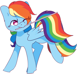 Size: 1611x1555 | Tagged: safe, artist:hellscrossing, rainbow dash, pegasus, pony, g4, female, one eye closed, pride, pride flag, pride month, simple background, solo, transparent background, wink