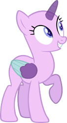 Size: 959x1759 | Tagged: dead source, safe, artist:pegasski, oc, oc only, alicorn, pony, g4, no second prances, alicorn oc, bald, base, eyelashes, female, grin, horn, looking back, mare, raised hoof, simple background, smiling, solo, transparent background, two toned wings, wings