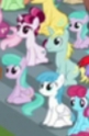 Size: 81x124 | Tagged: safe, screencap, aura (g4), bluebonnet, lightning bolt, raspberry torte, ruby redmane, white lightning, pegasus, pony, unicorn, g4, the washouts (episode), alternate hairstyle, background pony, bleachers, cropped, female, happy, male, mare, op i can't see shit, picture for breezies, sitting, stallion, unnamed character, unnamed pony, wrong cutie mark