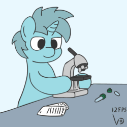 Size: 800x800 | Tagged: safe, artist:vohd, oc, oc only, pony, unicorn, animated, compound microscope, frame by frame, microscope, simple background, solo