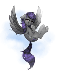 Size: 1355x1760 | Tagged: safe, artist:confetticakez, oc, oc only, oc:rune riddle, pegasus, pony, abstract background, cute, female, flying, laughing, mare, solo