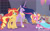 Size: 2029x1254 | Tagged: safe, artist:luna.queex, edit, edited screencap, screencap, luster dawn, sunset shimmer, twilight sparkle, alicorn, pony, g4, my little pony: friendship is magic, the last problem, alicornified, alternate universe, balloon, clothes, dress, ethereal mane, feels, female, hoof shoes, lesbian, lustercorn, mare, married couple, older, older twilight, older twilight sparkle (alicorn), peytral, princess twilight 2.0, race swap, raised hoof, shimmercorn, ship:sunsetsparkle, shipping, starry mane, twilight sparkle (alicorn)