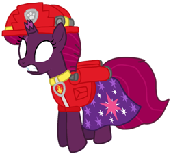 Size: 1020x916 | Tagged: safe, artist:徐詩珮, fizzlepop berrytwist, tempest shadow, pony, unicorn, series:sprglitemplight diary, series:sprglitemplight life jacket days, series:springshadowdrops diary, series:springshadowdrops life jacket days, g4, alternate universe, clothes, empty eyes, female, mare, marshall (paw patrol), no pupils, paw patrol, simple background, solo, transparent background, white eyes