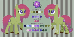 Size: 6432x3280 | Tagged: safe, artist:calibykitty, oc, oc only, oc:red ivory, earth pony, original species, plant pony, pony, base used, flower, flower in hair, flower in tail, markings, plant, reference sheet, simple background, solo, vine