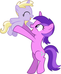 Size: 4000x4850 | Tagged: safe, artist:melisareb, artist:serenawyr, artist:sleepy-rosie-sav, amethyst star, dinky hooves, sparkler, pony, unicorn, g4, sisterhooves social, .svg available, absurd resolution, awwmethyst star, bipedal, carrying, cute, daaaaaaaaaaaw, dinkabetes, duo, duo female, equestria's best daughter, equestria's other best daughter, female, filly, inkscape, mare, siblings, simple background, sisters, sweet dreams fuel, transparent background, vector, wholesome