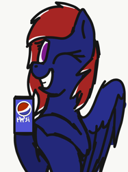 Size: 808x1079 | Tagged: safe, artist:somber, oc, oc:snap roll, pegasus, pony, fallout equestria, fallout equestria: frozen skies, fanfic art, female, mare, pepsi, soda