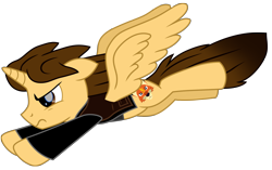 Size: 9829x6181 | Tagged: safe, artist:ejlightning007arts, oc, oc only, oc:ej, alicorn, fox, pony, alicorn oc, clothes, flying, horn, jacket, simple background, solo, transparent background, vector, wavy mane, wings