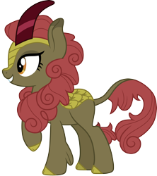 Size: 3000x3381 | Tagged: safe, artist:cloudy glow, maple brown, kirin, g4, sounds of silence, background kirin, eyelashes, female, high res, raised hoof, simple background, smiling, solo, transparent background, vector