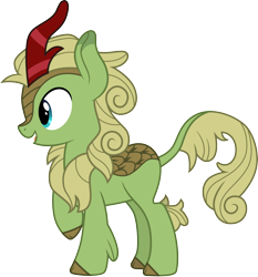Size: 3000x3215 | Tagged: safe, artist:cloudy glow, forest fall, kirin, g4, sounds of silence, high res, male, open mouth, raised hoof, simple background, smiling, solo, transparent background