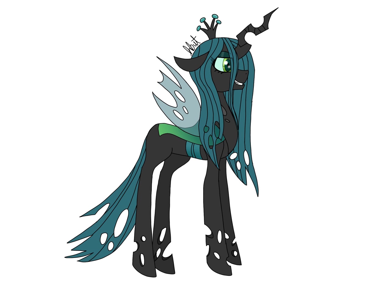 artist:alilunaa, queen <b>chrysalis</b>, changeling, changeling queen, g4, female,...