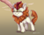 Size: 2427x1952 | Tagged: safe, artist:buttersprinkle, autumn blaze, kirin, g4, awwtumn blaze, behaving like a cat, blushing, c:, cheek fluff, cute, daaaaaaaaaaaw, ear fluff, eyes closed, female, finger, gradient background, leg fluff, micro, offscreen character, offscreen human, onomatopoeia, purring, scratching, shadow, signature, smiling, solo focus, sound effects, tan background, tiny, weapons-grade cute