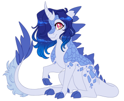 Size: 1024x831 | Tagged: safe, artist:azure-art-wave, oc, oc only, oc:sapphire blaze, dracony, dragon, hybrid, pony, female, interspecies offspring, magical lesbian spawn, offspring, parent:princess ember, parent:rarity, parents:emberity, simple background, solo, transparent background