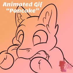 Size: 300x300 | Tagged: safe, artist:zobaloba, pony, ambiguous gender, animated, animation frame, base used, cute, eating, food, frame, frame by frame, gif, pancakes, solo, yummy