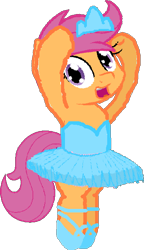 Size: 368x639 | Tagged: safe, artist:angrymetal, scootaloo, pegasus, pony, g4, 1000 hours in ms paint, ballerina, ballet, ballet slippers, bipedal, clothes, crown, dancing ballet, female, jewelry, raised hoof, regalia, scootarina, simple background, solo, tomboy taming, transparent background, tutu
