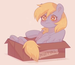 Size: 1185x1040 | Tagged: safe, artist:d__samber, derpy hooves, pegasus, pony, g4, box, cute, derpabetes, female, mare, pony in a box, sitting, solo